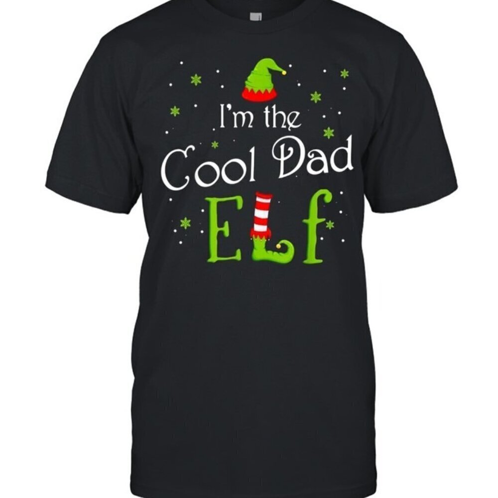 Im The Cool Dad Elf Matching Family Christmas Funny Holiday Party Graphic Tee.